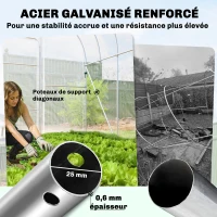 Outsunny Serre Tunnel de Jardin 12m² Film PO Anti-goutte Acier Galvanisé 25mm Structure Renforcée 2 Portes Battantes Transparent(m-4)