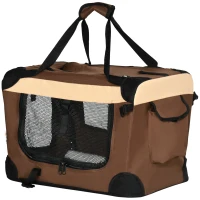 PawHut Hundetasche Hundetransporttasche, 3 Eingänge, faltbar, 50,5 x 33,5 x 35, Braun + Beige(m-11)