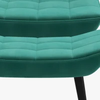HOMCOM Accent Chair with Footstool Set, Tufted Upholstered Armless Lounge Chair with Pillow and Steel Legs for Living Room, Bedroom, Green(m-18)