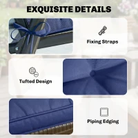 Outsunny Garden Seat Cushion with Ties, 42 x 42cm Replacement Dining Chair Seat Pad, Dark Blue(m-6)