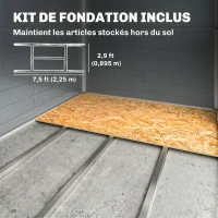 Outsunny Abri de jardin en résine 4,56 m² avec kit de fondation galvanisé structure en aluminium 240 x 190 x 228 cm gris foncé(m-6)
