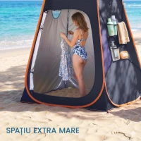 Outsunny Cort Duș Camping Pop-Up, Impermeabil 2000 mm, UPF30+, 152x152x200 cm, Poliester, Albastru(m-5)