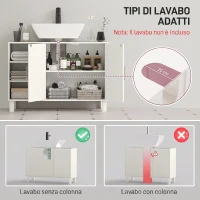 HOMCOM Mobile Sottolavabo per Bagno a 2 Ante, Ripiani Aperti, Ripiani Regolabili, Adatto a Lavabi senza Colonna,  90x30x63 cm, Crema(m-4)