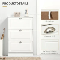 HOMCOM Schuhschrank Schuhregal geräumig hölzern mit Türen und Regalen Spanplatte Weiß 76,2 x 19 x 116,8 cm(m-5)