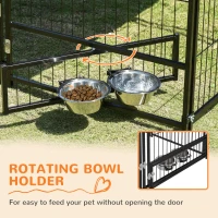 PawHut Outdoor Dog Kennel Puppy Play Pen with Canopy Garden Playpen Fence Crate Enclosure Cage Rotating Bowl 141 x 141 x 151 cm(m-6)