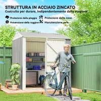 Outsunny Casetta da Giardino Alta in Acciaio da 3.51m² con Prese d'Aria e Porta Bloccabile, 209x177x236 cm, Argento(m-4)