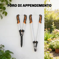 Outsunny Set da Giardinaggio 4 Pezzi con Cesoie, Troncarami, Forbici da Potatura e Seghetto Pieghevole(m-8)
