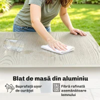 Outsunny Masă Extensibilă de Grădină pentru 8-10 Persoane, din Aluminiu și Oțel, 154/214x85x73 cm, Gri(m-5)