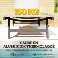 Outsunny Lot de 2 bains de soleil en aluminium et textilène avec roulettes dossier inclinable charge max. 150 Kg crème(m-6)