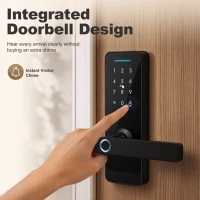 HOMCOM Smart Door Lock, 5-in-1 (Fingerprint/Passcode/Bluetooth APP/NFC Card/Key), Built-in Doorbell, Keyless Electronic Lock(m-7)