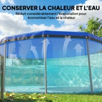 Outsunny Bâche de Piscine Ronde 550 cm Anti-Poussière et Imperméable avec Corde pour Piscines Hors Sol de 520-530 cm, Bleu(m-7)
