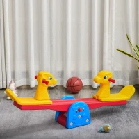 HOMCOM Sube y Baja Infantil Columpio Balancín para Niños con Respaldo Manillar Texturizado en Forma de Jirafa Carga 20kg por Asiento para Interior y Exterior 150x32x60 cm Multicolor(m-10)