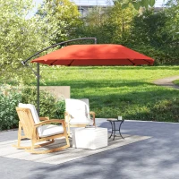 Outsunny Ombrellone a Sbalzo con Copertura Regolabile e Base a Croce, in Metallo e Poliestere, 260x304x245 cm, Bordeaux(m-9)