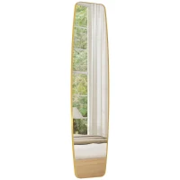HOMCOM Wandspiegel Fenster Spiegel mit Metallrahmen Dekorativer Hängespiegel Flurspiegel, 160 x 40 x 3 cm, Gold(m-11)