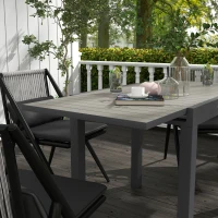 Outsunny Tavolo da Giardino Allungabile per 4-6 Persone con Piano a Doghe, in Alluminio, 81/162x80x75 cm, Grigio(m-8)