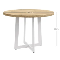 HOMCOM Tavolo da Pranzo Rotondo Moderno per 4 Persone, Ø100x75cm, Legno Naturale e Bianco(m-3)