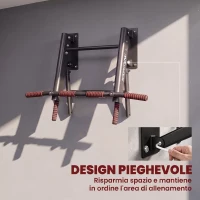 SPORTNOW Barra per Trazioni da Parete Pieghevole con Capacità fino a 120 kg, Nero(m-5)