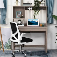 HOMCOM Bureau avec rangement bibliothèque en bois moderne avec étagères et grand plateau pour petits espaces maison(m-10)