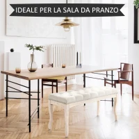HOMCOM Panca Fondoletto Vintage con Seduta Imbottita in Tessuto e Gambe in Legno, 110x40x48cm, Beige(m-6)