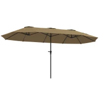 Outsunny Sombrilla Doble 4x2,2 m Sombrilla Terraza Exterior con Manivela Manual Impermeable y Protección UV30+ Café(m-11)