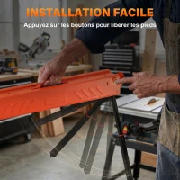HOMCOM Lot de 2 Tréteaux Pliables en Métal, Charge Max. 500 kg, Tréteaux Portables, Hauteur Réglable 71-85,5cm, Orange(m-7)