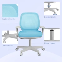 Vinsetto Scaun de Birou Ergonomic și Reclinabil Reglabil pe Înălțime, cu 5 roți, 55x48x82.5-94.5 cm, Albastru(m-7)