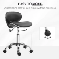 HOMCOM Adjustable Rolling Swivel Beauty Salon Chair, Stool for Spa, Black(m-5)