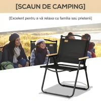 Outsunny Scaun pentru Exterior Pliabil cu Brațe, Șezut din Material Oxford și Oțel, Negru(m-4)