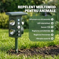 Outsunny Repelent cu Ultrasunete pentru Pisici cu Bliț Led, 15x11x13 cm, Verde(m-4)