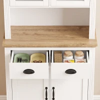 HOMCOM Aparador Alto de Cocina con 4 Puertas 2 de Cristal 2 Cajones y Estantes Ajustables Blanco(m-6)