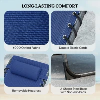 Outsunny Five-Position Reclining Sun Loungers Set of 2 - Dark Blue(m-5)