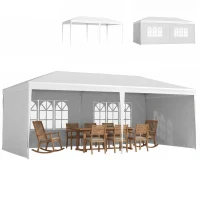 Outsunny Carpa de Jardín 6x3m con 4 Paredes Laterales 2 Ventanas Visibles Cenador Gazebo de Exterior para Fiestas Eventos Blanco(m-1)