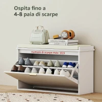 HOMCOM Banco Zapatero con Asiento Acolchado Cajón Abatible y Estante Ajustable para Entrada o Dormitorio 80x26x47,5 cm Blanco(m-5)