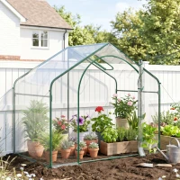 Outsunny Seră de Exterior cu Intrare cu Fermoar și Aerisire Superioară, din Plastic și Oțel, 180x100x152 cm, Transparentă(m-2)