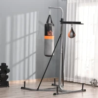 HOMCOM Support de Sac de Frappe sur Pieds sac de frappe sur pied station de boxe poire de vitesse inclus acier noir équipement de muay thai, kickboxing, arts martiaux, gym(m-10)