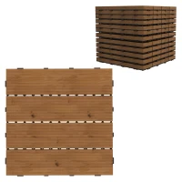 Outsunny Dalles terrasse - caillebotis - Lot de 12 pcs, Surface Max. 1,08 m²- emboîtables, Installation très Simple(m-12)