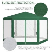 Outsunny 4m Hexagon Gazebo Party Tent, Screen House Patio Canopy Event Shelter for Activities, Shade Resistant, Green(m-14)