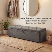HOMCOM Pouf pentru ședere, suport pentru picioare, scaun, bancă mică, dulap pentru depozitare, gri(m-9)