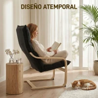 HOMCOM Sillón de Salón Moderno con Respaldo Alto Acolchado Patas de Madera y Tapizado en Terciopelo 67x83x105 cm Negro(m-5)
