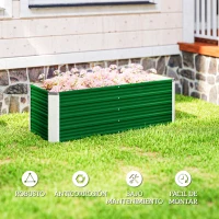 Outsunny Arriate de Jardín de Acero Incluye Guantes Huerto Urbano Jardinera Macetero Rectangular para Cultivos Plantas Flores para Terraza Balcón Exterior 125x47x40 cm Verde(m-6)