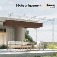 Outsunny Toile de toit pour pergola tonnelle rétractable de 4 x 3 m - toile uniquement 350 x 260 cm café(m-9)