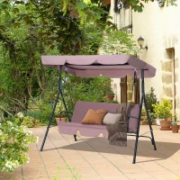 Outsunny Columpio de Jardín de 3 Plazas con Parasol Techo Ajustable en Ángulo Carga Máx. 200 kg Acero 172x110x153 cm Marrón(m-10)