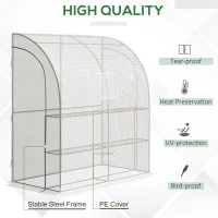 Outsunny Walk-In Lean to Wall Greenhouse with Windows and Doors, Outdoor Green House with 3 Tiers 4 Wired Shelves, 200L x 100W x 215Hcm, White(m-4)
