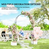 Outsunny Garden Arch, 2.4 m High x 1.5 m Wide Metal Garden Trellis for Climbing Plants, Outdoor Wedding Arch for Bridal, Black(m-7)