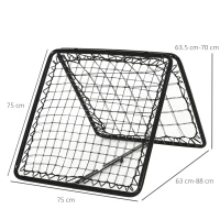 HOMCOM Angle Adjustable Double Sided Rebounder Net Training Aid Target Soccer Goal Kickback For Football, Baseball, Basketball - 75L x 75W cm(m-3)