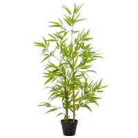 Outsunny Planta Artificial de Bambú 120 cm Árbol Artificial en Maceta Decorativa para Interior Hogar  Ø15,5x120 cm Verde(m-12)