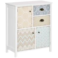 HOMCOM Cómoda para Dormitorio Bohemio con 2 Cajones 3 Compartimentos Diseño Anti-vuelco 68x34x80 cm Blanco(m-1)