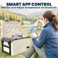 Outsunny 42.5L Compressor Car Fridge Freezer, Camping Refrigerator with App Control, 20℃-20℃(m-5)