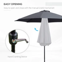 Outsunny 2.7M Garden Parasol Umbrella with Glass Fibre Ribs and Aluminium Frame, Tilting Sun Shade Shelter Canopy, Charcoal Grey(m-4)