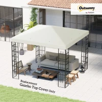Outsunny 3 x 3 m Ersatzplane für Pavillon, Plane für Garten-Pavillon, mit Wasserablauföffnungen, UPF30+, Hellgrau(m-10)